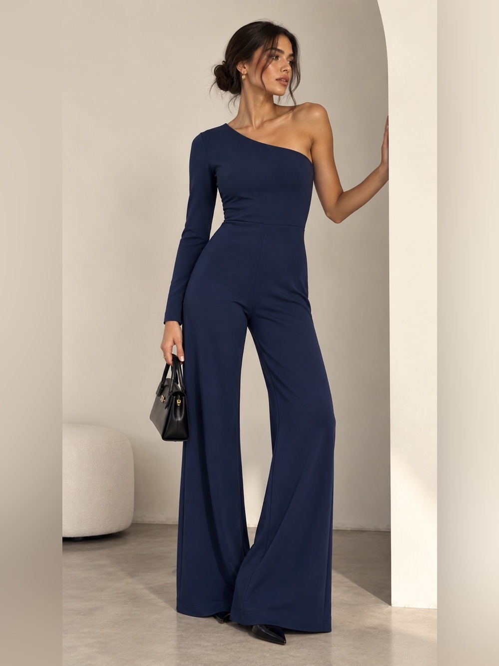 Clubl | 4 | One -Shoulder Navy Wide-Leg Jumpsuit